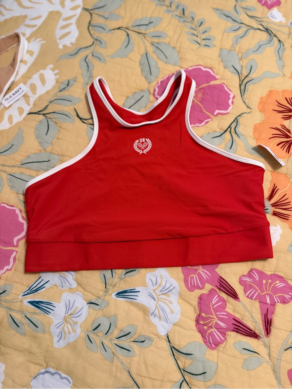 Old Navy Red Crop sports bra/Athletic Tank with White Trim